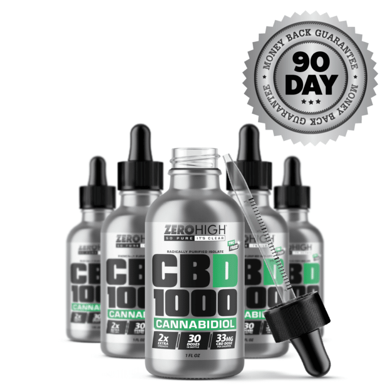 1000 Milligram Zero High Pure Isolate CBD Oil With No THC - 33mg Cannabidiol Per Dose - Six Month Supply With Dropper and Guarantee