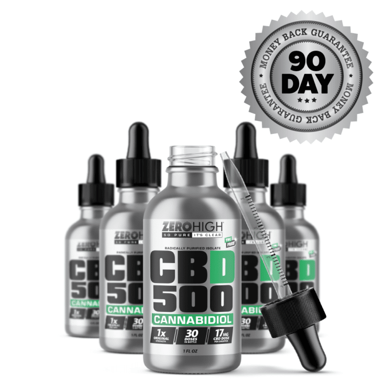 500 Milligram Zero High Pure Isolate CBD Oil With No THC - 17mg Cannabidiol Per Dose - Six Month Supply With Dropper and Guarantee