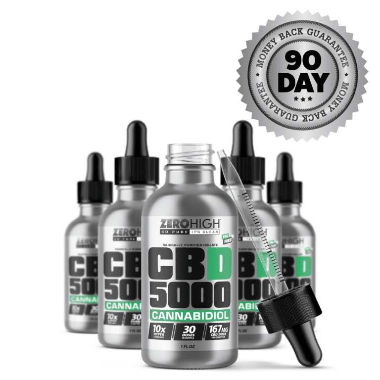 5000 Milligram Zero High Pure Isolate CBD Oil With No THC - 167mg Cannabidiol Per Dose - Six Month Supply With Dropper and Guarantee